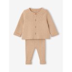 Ensemble b�b� mixte gilet pantalon en tricot beige