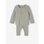Ensemble bb mixte gilet pantalon en tricot vert sauge