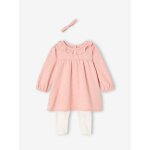 Ensemble bb naissance robe + legging + bandeau rose