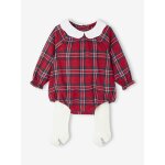 Ensemble bb nol barboteuse flanelle et collant collab vertbaudet x envie de fraise rouge