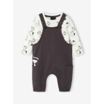 Ensemble b�b� peanuts snoopy + t - shirt + salopette anthracite / �cru