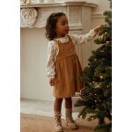 Ensemble bb robe en velours ctel et t - shirt swan ocre