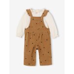 Ensemble bb salopette imprime et t - shirt manches longues caramel