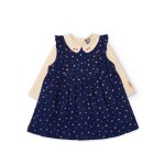 Ensemble pour b�b� avec t - shirt en maille et robe florale en tissu plat bleu