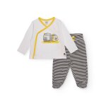 Ensemble bb t - shirt panda et pantalon ray  pieds gris