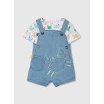 Ensemble b�b� t - shirt et salopette imprim�e en denim multicolore