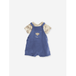 Ensemble b�b� t - shirt + salopette short disney le roi lion ecru / indigo