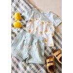Ensemble b�b� t - shirt et short en gaze de coton elio bleu