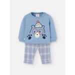Ensemble b�b� en tricot animaux carreaux bleu