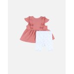 Ensemble blouse et legging mousseline et jersey de coton rose