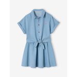 Ensemble blouse à nouette et jupe fille bleu clair Ensemble blouse à nouette et jupe fille bleu clair