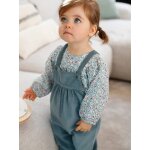 Ensemble blouse et salopette velours bb fille bleu cleste