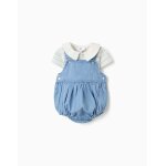 Ensemble body � rayures et barboteuse en jean bleu