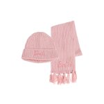 Ensemble bonnet + foulard barbie rose