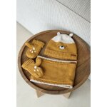 Ensemble bonnet, moufles et cache - cou enfant en tricot charly ocre