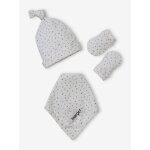 Ensemble bonnet + moufles + foulard + sac bb fille imprim personnalisable cru