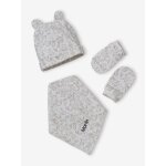 Ensemble bonnet + moufles + foulard + sac bb imprim personnalisable taupe