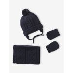 Ensemble bonnet snood moufles bb garon encre