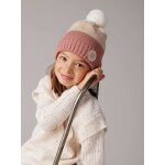 Ensemble bonnet snood moufles / mitaines colorblock fille ray rose
