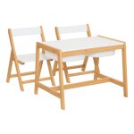 Ensemble bureau pin avec rangements et 2 chaises - bako blanc
