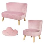 Ensemble canap� + fauteuil + coussin d�coratif nuage lil sofa rose pastel