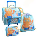 Ensemble cartable � roulettes 41 cm + sac de sport + trousse uglydolls bleu / orange
