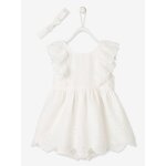 Ensemble de crmonie bb robe, bloomer et bandeau ivoire