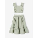 Ensemble crmonie blouse et jupe  volant fille vert sauge