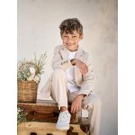 Ensemble cremonie chemise col mao, veste et pantalon garon beige