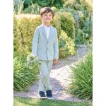 Ensemble c�remonie chemise col mao, veste et pantalon gar�on vert d'eau