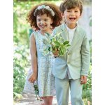 Ensemble c�remonie chemise col mao, veste et pantalon gar�on vert d'eau