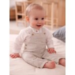 Ensemble crmonie chemise et salopette naissance en lin et coton argile