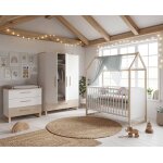 Ensemble chambre b�b� 'noah' trio avec lit cabane 70 x 140 blanc - ch�ne tristan