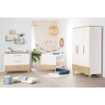 Ensemble chambre b�b� 'theo' trio - lit 70x140 + commode � langer + armoire blanc / ch�ne