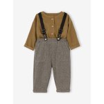 Ensemble chemise + pantalon  bretelles bb garon olive