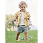 Ensemble chemise + t - shirt + short bébé ocre Ensemble chemise + t - shirt + short bébé ocre