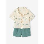 Ensemble chemise short b�b� gar�on vert �meraude