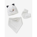 Ensemble chien bonnet + moufles + foulard bb imprim personnalisable blanc