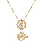 Ensemble collier et bague en strass flocon blanc