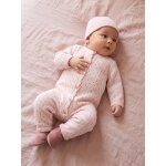 Ensemble combinaison et bonnet naissance fille rose p�le