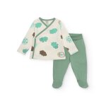 Ensemble deux pi�ces b�b� t - shirt moutons et pantalon � pieds vert