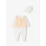 Ensemble dors bien gilet bonnet b�b� fille �cru