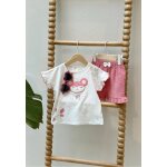 Ensemble enfant t - shirt et short en gaze de coton anaelle rose