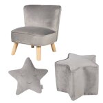 Ensemble fauteuil + pouf + coussin décoratif Étoile lil sofa gris argenté Ensemble fauteuil + pouf + coussin décoratif Étoile lil sofa gris argenté