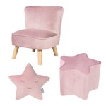 Ensemble fauteuil + pouf + coussin décoratif Étoile lil sofa rose pastel Ensemble fauteuil + pouf + coussin décoratif Étoile lil sofa rose pastel