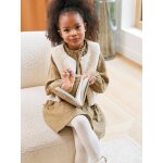 Ensemble fille 3 pièces robe gilet sherpa collant olive Ensemble fille 3 pièces robe gilet sherpa collant olive