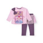 Ensemble fille blouse danseuse et legging avec jupe tulle rose