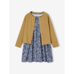 Ensemble fille cardigan et robe imprim�e fleurs jaune p�le