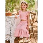 Ensemble fille c�r�monie blouse jupe � volant blush