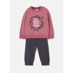 Ensemble fille molleton imprim� fleurs rose